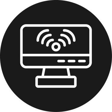 Ofis Wi-Fi Hat Çemberi BG Simgesi, Basit Tasarımlı Vektör Resimleri