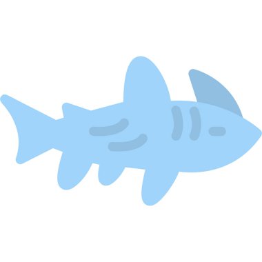 Köpekbalığı Düz Simgesi, Basit Tasarımlı Vektör Resimleri