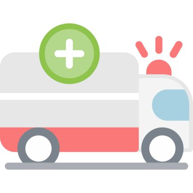 Ambulans Düz Simgesi, Basit Tasarımlı Vektör Resimleri