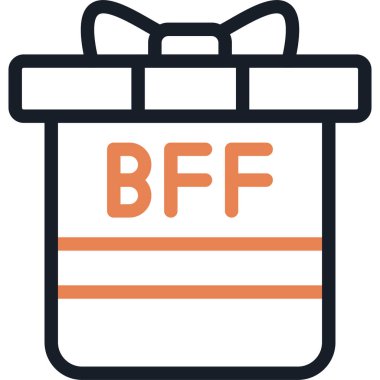 Dostluk Hediyesi Satırı Simgesi, Basit Tasarımlı Vektör İllüstrasyonu