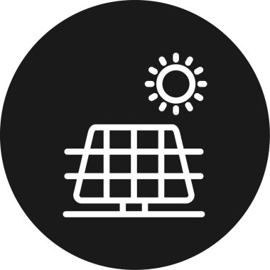 Güneş Enerjisi Hattı Çemberi BG Simgesi, Basit Tasarımlı Vektör Resimleri