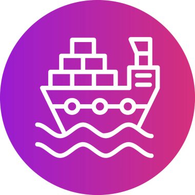 Kargo Gemisi Çizgisi Gradyan Çemberi Simgesi, Basit Tasarımlı Vektör Resimleri