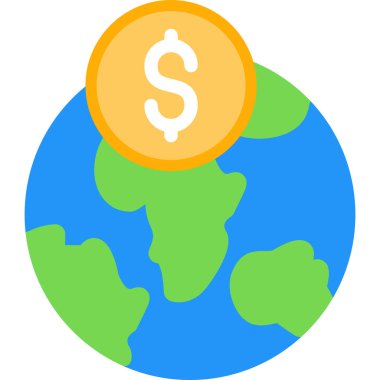 Küresel Ekonomi Düz Simgesi, Basit Tasarımlı Vektör Resimleri