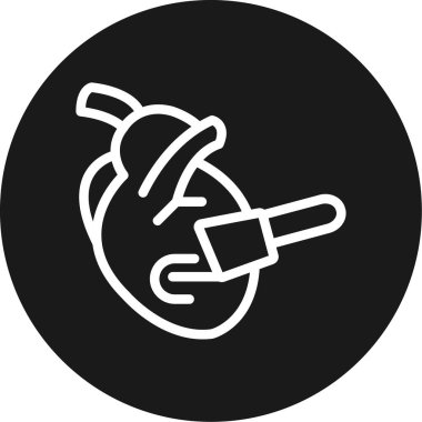 Kalp Kesme Çizgisi Çemberi BG Simgesi, Basit Tasarımlı Vektör Resimleri