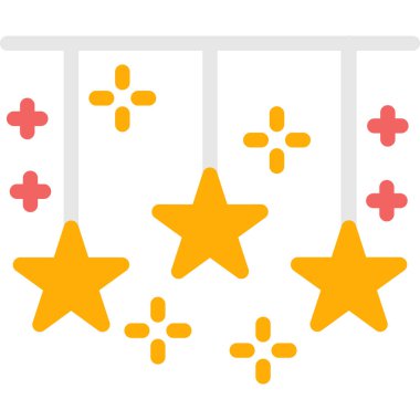 Yeni Yıl Dekor Düz Simgesi, Basit Tasarımlı Vektör Resimleri