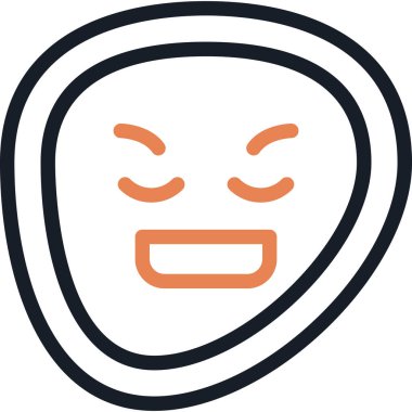 Rahatlamış Yüz Çizgisi Simgesi, Basit Tasarımlı Vektör Resimleri