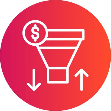 Satışlar Huni Hattı Gradyan Çemberi Simgesi, Basit Tasarımlı Vektör Resimleri