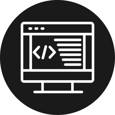 Kodlama Atölyesi Satırı Çemberi BG Simgesi, Basit Tasarımlı Vektör Resimleri