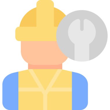 Endüstriyel Bakım Düz Simgesi, Basit Tasarımlı Vektör İllüzyonu