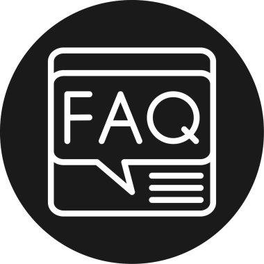 FAQ Satır Çemberi BG Simgesi, Basit Tasarımlı Vektör Resimleri