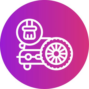 Lastik fırçası çizgisi olan araba Gradyan Çember Simgesi, Basit Tasarımlı Vektör Resimleri