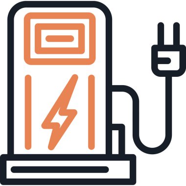 Elektrik Araç Şarj Çizgisi Simge Ögesi, Basit Tasarımlı Vektör Resimleri