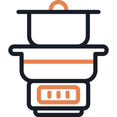 Buharlı Pişirme Hattı Simgesi, Basit Tasarımlı Vektör Resimleri