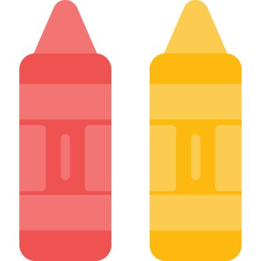 Pastel Pastel Boya Kalemi Düz Simgesi, Basit Tasarımlı Vektör İllüstrasyonu