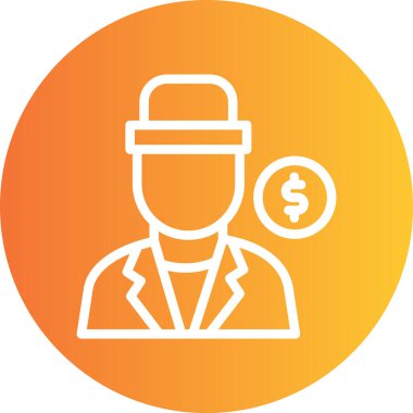 Ticari Satır Gradyan Çemberi Simgesi, Basit Tasarımlı Vektör İllüstrasyonu