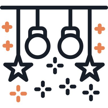 Yeni Yıl Dekorasyonu Simgesi, Basit Tasarımlı Vektör Resimleri