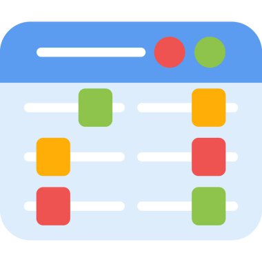 Sunucu Kontrol Paneli Düz Simgesi, Basit Tasarımlı Vektör Resimleri