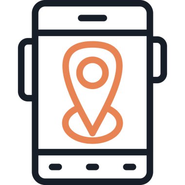 GPS Yön Çizgisi Simgesi, Basit Tasarımlı Vektör İllüstrasyonu