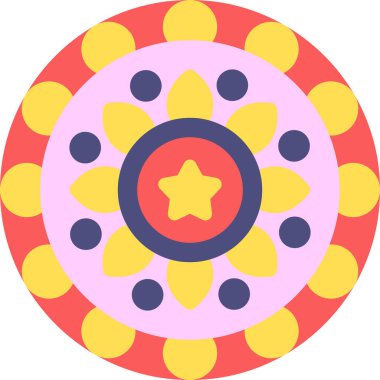 Mandala Düz Simgesi, Basit Tasarımlı Vektör Resimleri