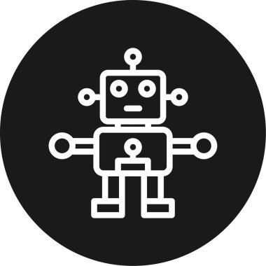 AI Robot Çizgisi Çemberi BG Simgesi, Basit Tasarımlı Vektör Resimleri