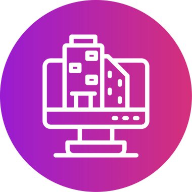 Mimari Model Çizgisi Gradyan Çember Simgesi, Basit Tasarımlı Vektör Resimleri