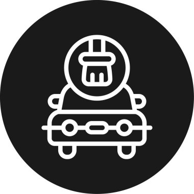 Fırça fırçası olan araba BG Simgesi Çemberi, Basit Tasarımlı Vektör Resimleri