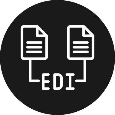 EDI Satır Çemberi BG Simgesi, Basit Tasarımlı Vektör Resimleri