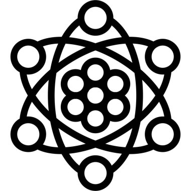 Nükleer Füzyon Düz Simgesi, Basit Tasarımlı Vektör İllüzyonu