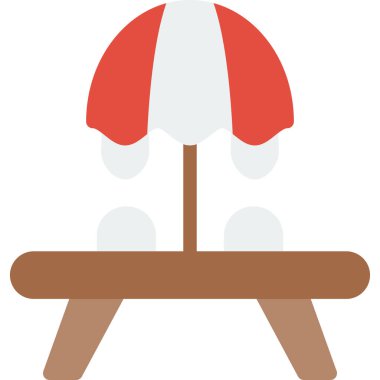 Yaz Tatili Düz Simgesi, Basit Tasarımlı Vektör İllüstrasyonu