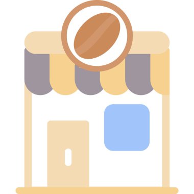 Kahve Dükkanı Düz Simge, Basit Tasarımlı Vektör İllüzyonu