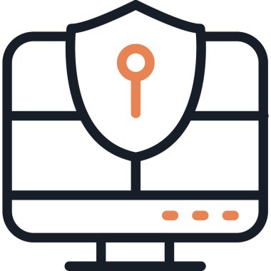 Güvenlik Kilidi Satırı Simgesi, Basit Tasarımlı Vektör Resimleri