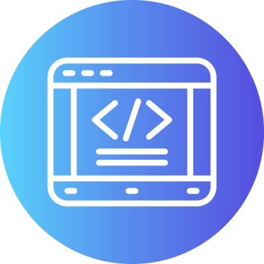 Kod Düzenleyici Satırı Gradyan Çemberi Simgesi, Basit Tasarımlı Vektör İllüstrasyonu