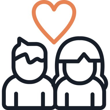 Aile Çizgisi Simgesi, Vektör İllüzyonu Basit Tasarımla Sarılmak