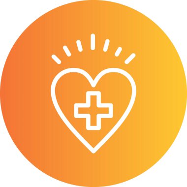 Kalp Bakımı Çizgisi Gradyan Çemberi Simgesi, Basit Tasarımlı Vektör İllüstrasyonu