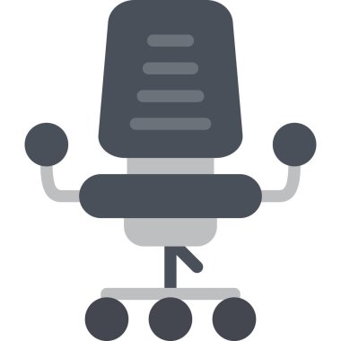 Ofis Sandalyesi Düz Simge, Basit Tasarımlı Vektör Resimleri