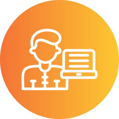 Uzak Laptop Satırı Gradyan Çemberi Simgesi, Basit Tasarımlı Vektör Resimleri