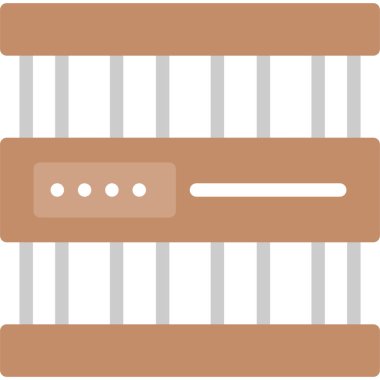 Cezaevi Kapısı Kilidi Düz Simgesi, Basit Tasarımlı Vektör İllüstrasyonu