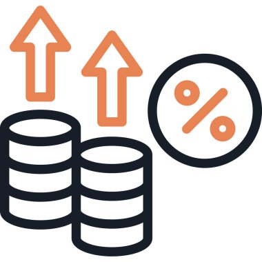 Enflasyon Oranı Simge Ögesi, Basit Tasarımlı Vektör İllüstrasyonu
