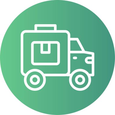 IT Kutusu Teslim Satırı Gradyan Çemberi Simgesi, Basit Tasarımlı Vektör Resimleri