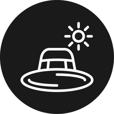 Yaz Şapkası Çizgisi Çemberi BG Simgesi, Basit Tasarımlı Vektör Resimleri