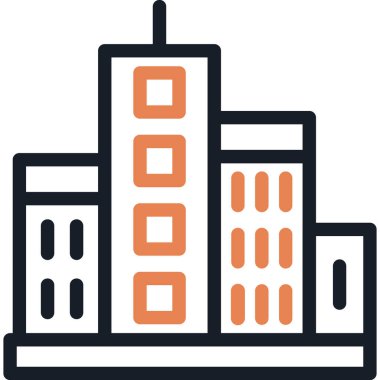 Şehir Skyline Çizgisi Simgesi, Basit Tasarımlı Vektör Resimleri