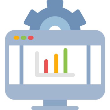 Analitik Süreç Düz Simgesi, Basit Tasarımlı Vektör İllüstrasyonu