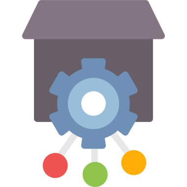 Ware Ev Dağıtımı Düz Simge, Basit Tasarımlı Vektör İllüstrasyonu