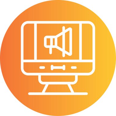 Basın Açıklaması Satırı Gradyan Çemberi Simgesi, Basit Tasarımlı Vektör Resimleri