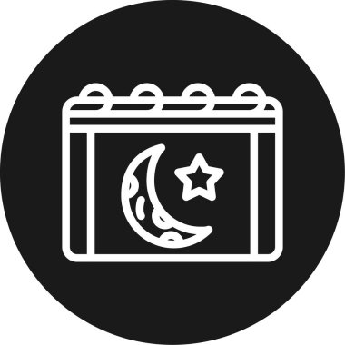 İslami Takvim Çizgisi Çemberi BG Simgesi, Basit Tasarımlı Vektör Resimleri