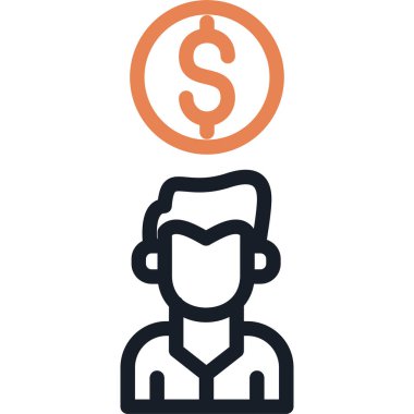 İş Liderliği Satırı Simge Ögesi, Basit Tasarımlı Vektör İllüstrasyonu