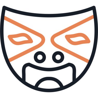 Çin Maske Çizgisi Simgesi, Basit Tasarımlı Vektör İllüstrasyonu