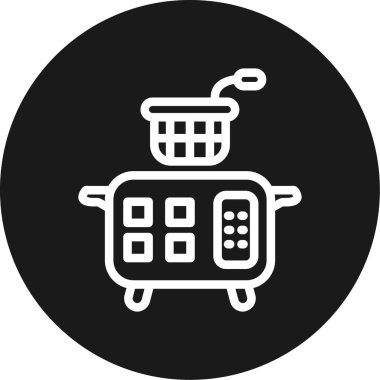 Derin Fryer Hattı Çemberi BG Simgesi, Basit Tasarımlı Vektör Resimleri