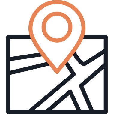 Harita Satırı Simgesi, Basit Tasarımlı Vektör Resimleri