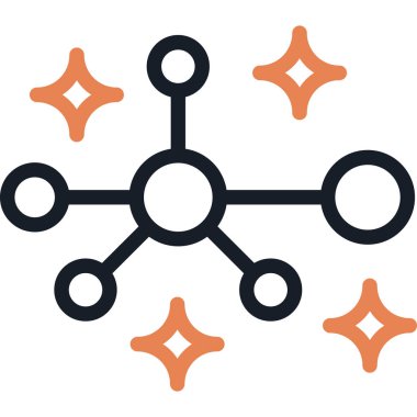 Güneş Sistemi Çizgisi Simge Ögesi, Basit Tasarımlı Vektör İllüstrasyonu